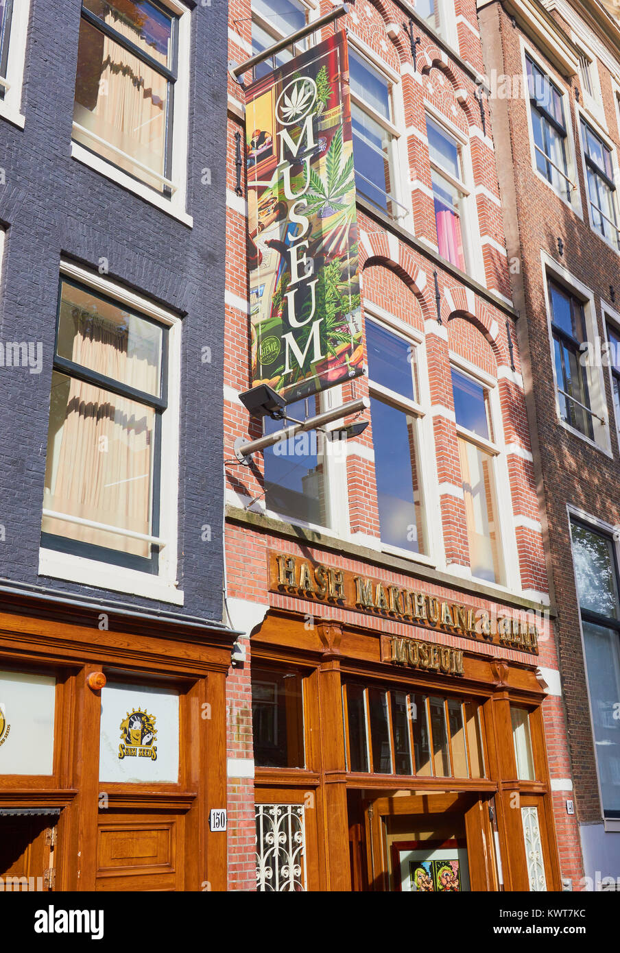 Hash Marihuana und Hanf Museum, Amsterdam, Niederlande. Älteste Museum der Welt zu Cannabis, Hanf, Marihuana gewidmet Stockfoto