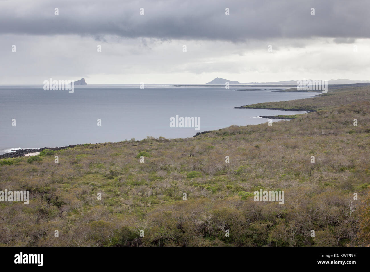 Ein Blick entlang der Küste auf der Insel San Cristobal, Galapagos. Stockfoto