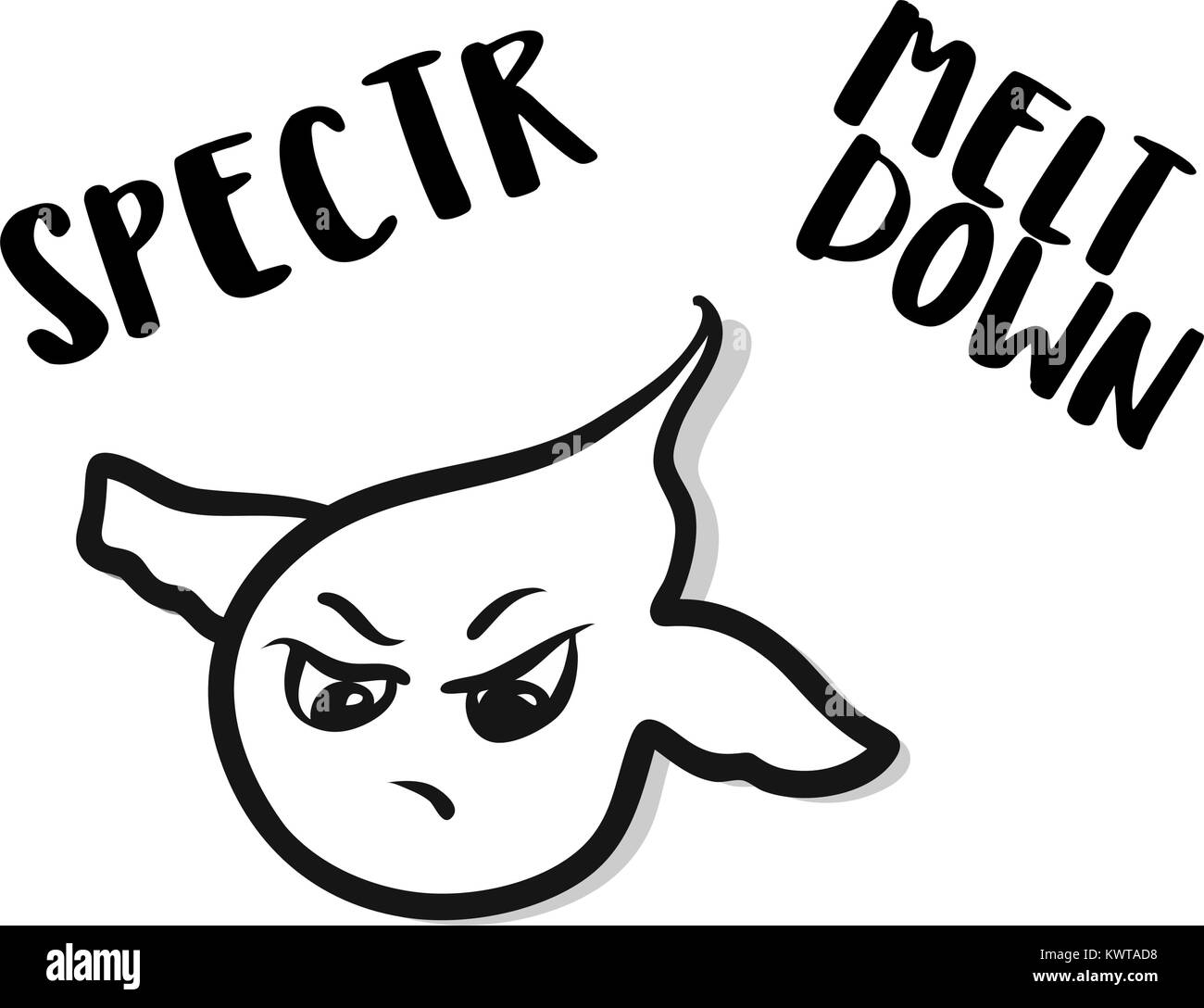 Spectr Meltdown attac ghost Symbol. Von Hand skizziert. Emotionale Gesicht Serie. Stock Vektor