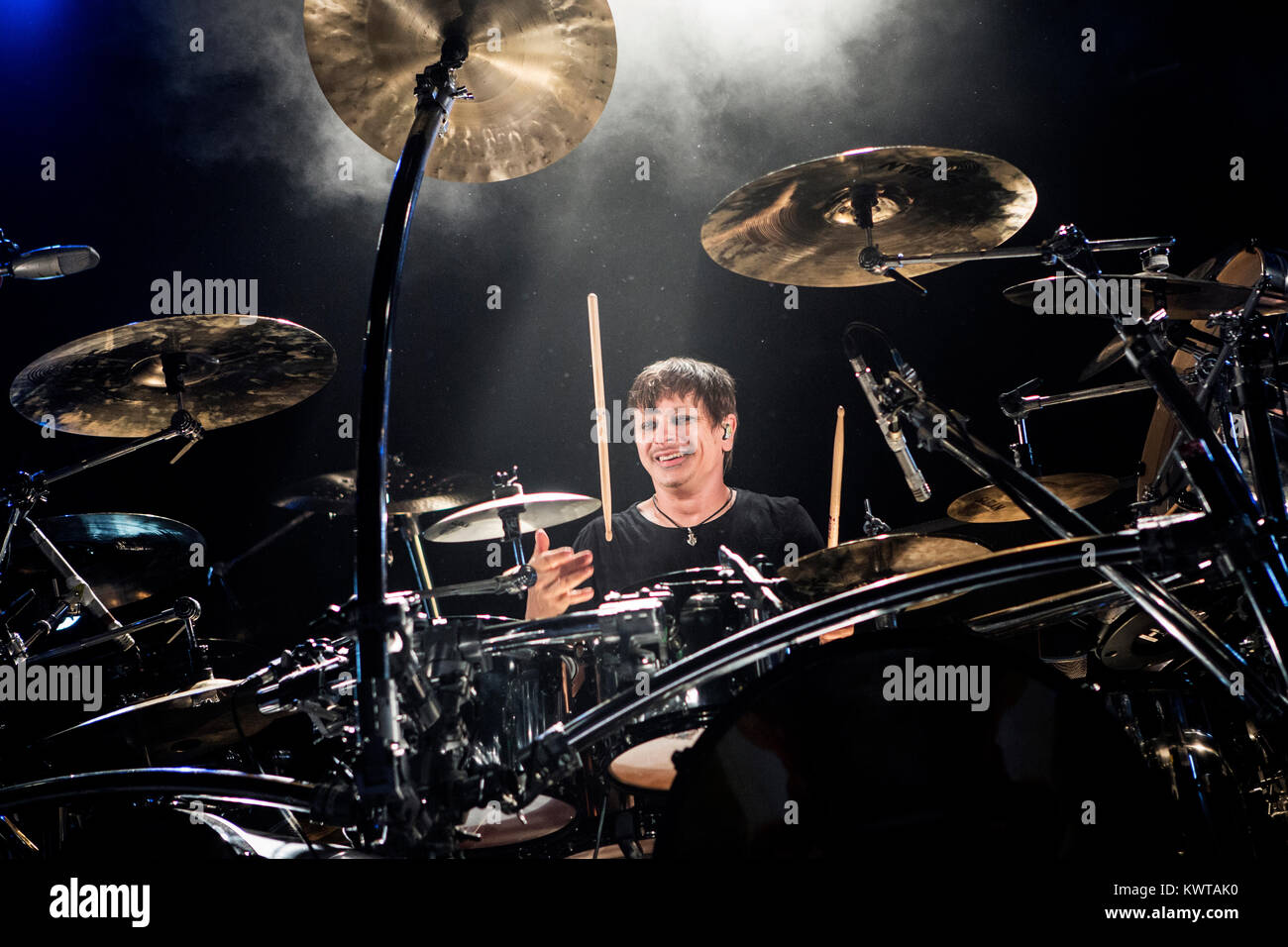 Die amerikanische heavy metal band Korn (stilisierte KoЯn) führt ein Live Konzert in den Amager Bio in Kopenhagen. Im Bild: Musiker Drummer Ray Luzier. Dänemark 08/05 2014. Stockfoto