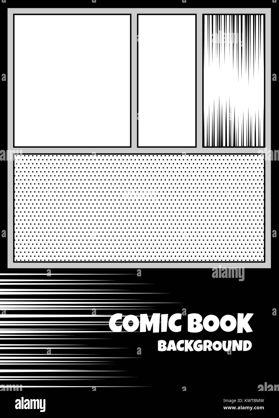 Comic Book pop art monochrome Mock up Stock Vektor