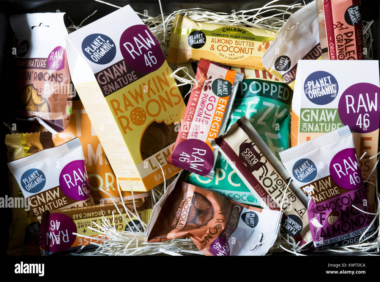 Ein behindern der gesunde Snacks vom Planeten Organische. Stockfoto