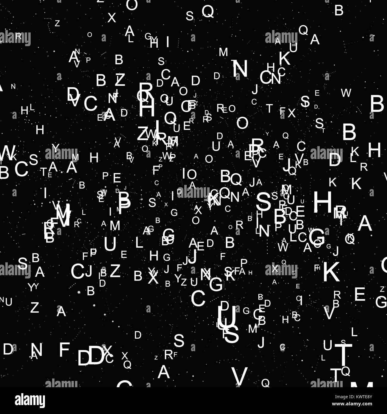 Abstrakte weiße Schrift auf schwarzem Hintergrund Stockfoto