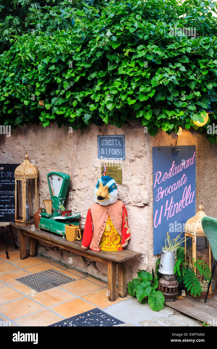 Restaurant Terrasse Calvi, Korsika, Frankreich Stockfoto