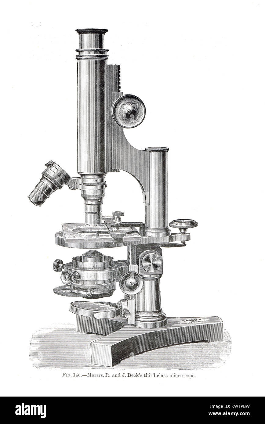 R&J Beck's dritte Klasse Mikroskop Stockfoto