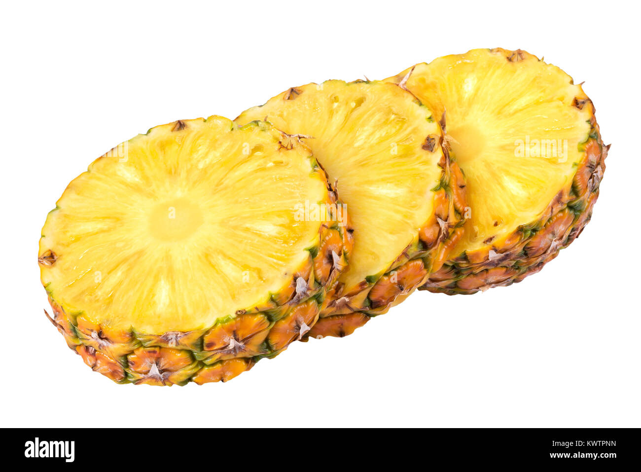 Scheiben Ananas auf weißem Hintergrund Stockfoto