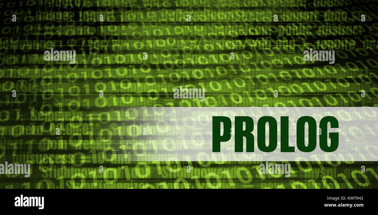Prolog Binäre Codierung Sprache mit grünem Hintergrund Stockfoto
