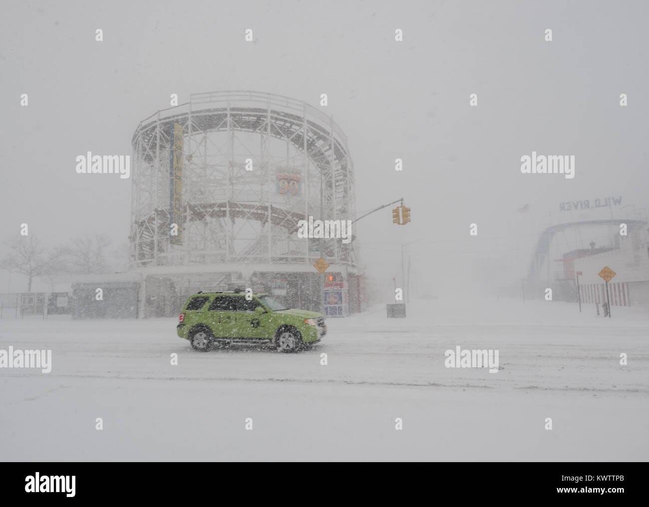 Bombe Zyklon (Blizzard) in New York Stockfoto