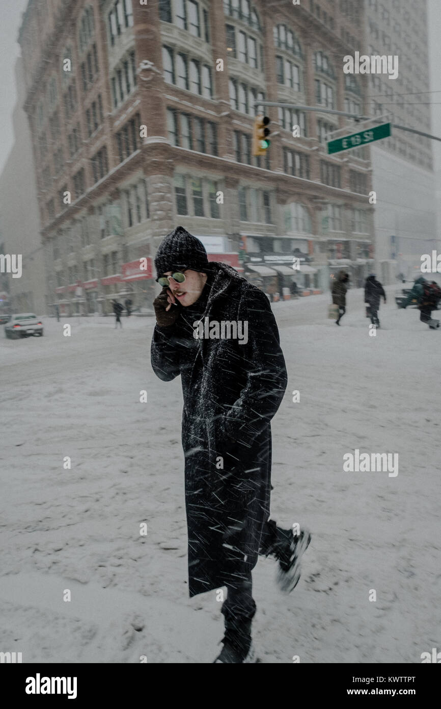 Bombe Zyklon (Blizzard) in New York Stockfoto