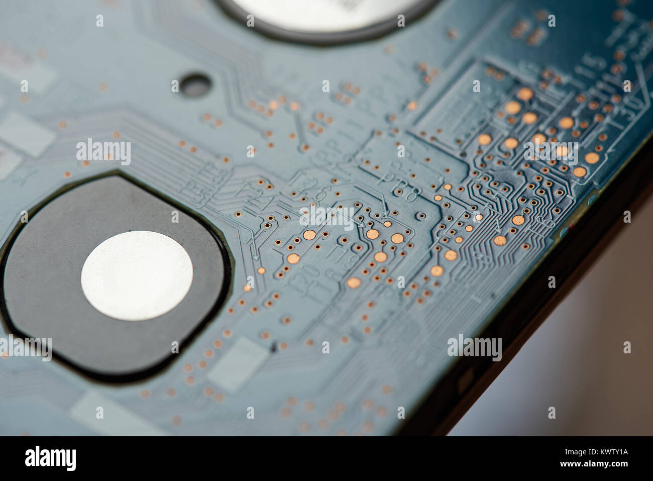 Elektronische Leiterplatte hautnah. Digitale Teil der elektrischen Gerät Stockfoto