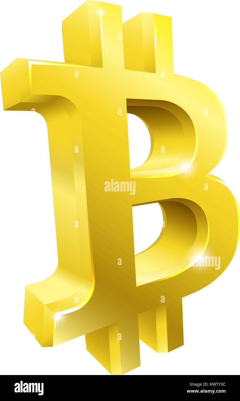 Bitcoin 3d Gold Symbol Zeichen Stock Vektor