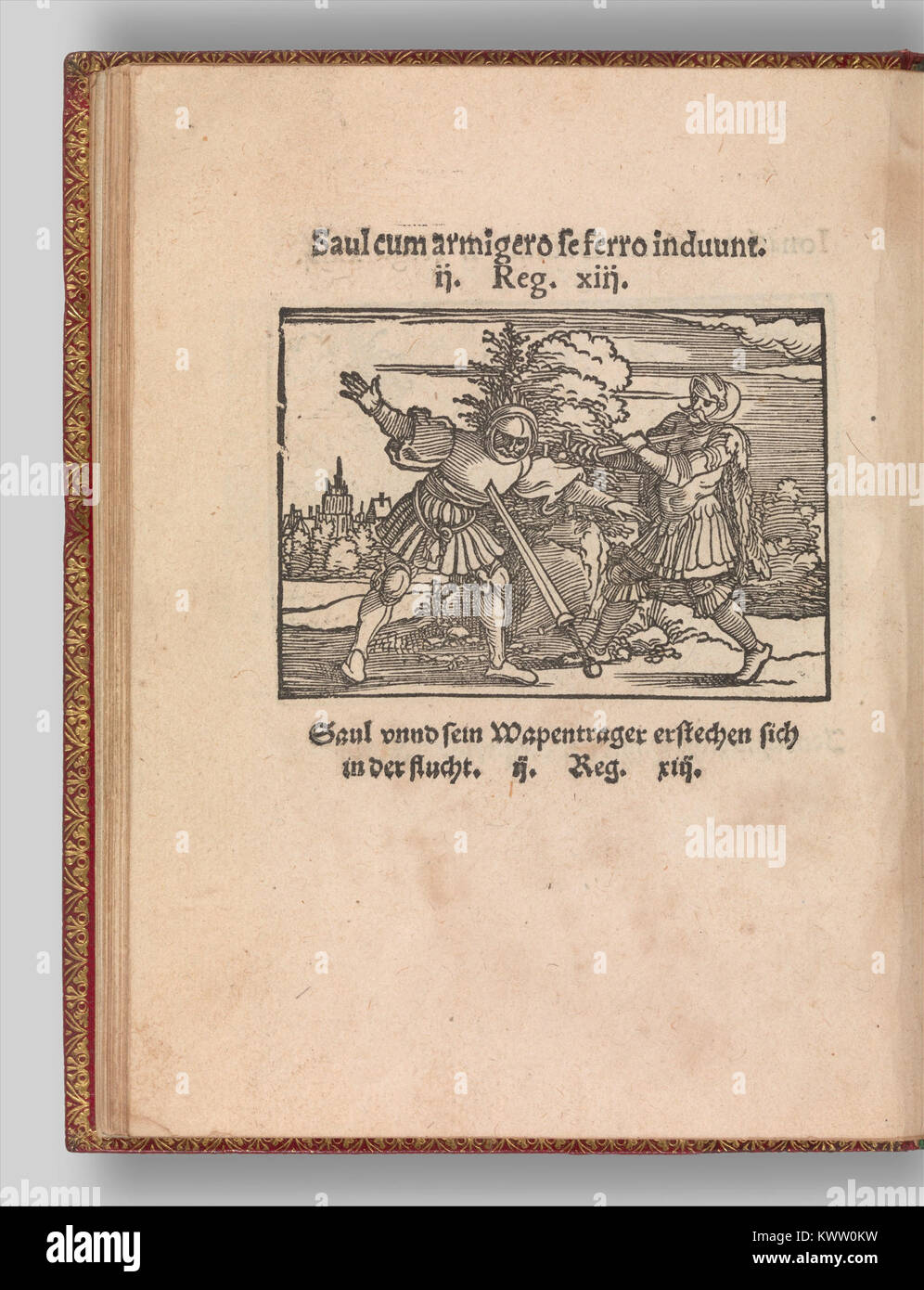 Biblicae Historiae ist ein illustrierter Band von Sebald Behem, der biblische Geschichten durch detaillierte Drucke darstellt und visuelle Erzählungen und theologische Inhalte für das Studium der heiligen Geschichte bietet. Stockfoto