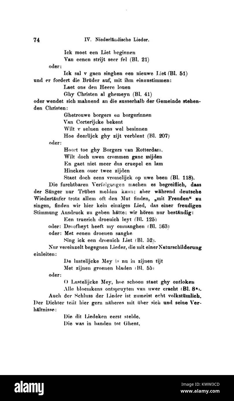 Die Lieder der Wiedertäufer von Wolkan ist eine historische Sammlung von Hymnen aus der frühen Täuferbewegung, die Einblicke in ihre religiösen Praktiken und musikalische Hingabe bietet. Stockfoto