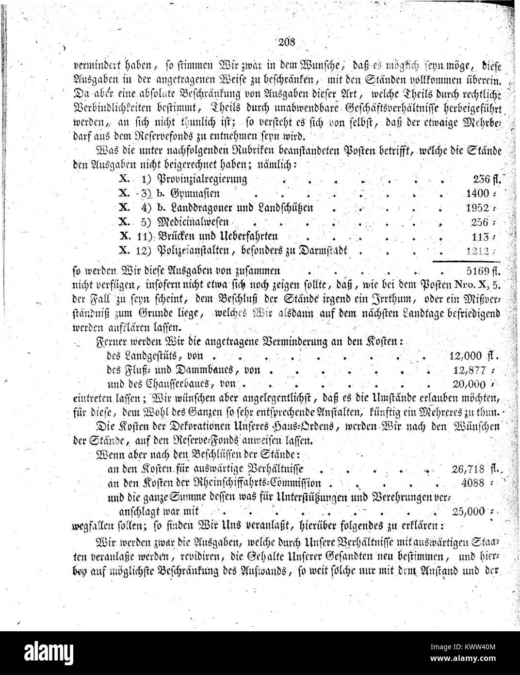 Eine offizielle Regierungsveröffentlichung des Großherzogtums Hessen, datiert 1821. Das „Großherzoglich Hessische Regierungsblatt“ enthält in diesem Zeitraum erlassene staatliche Erlasse, Verordnungen und Verwaltungsbescheide. Stockfoto