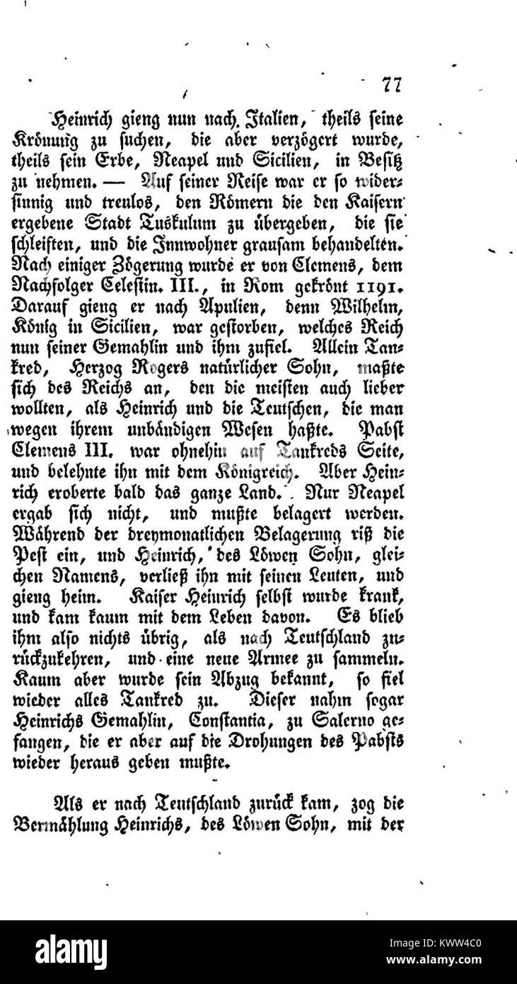 Eine Textseite aus Ammermüllers die Hohenstaufen, die die politische Macht und dynastische Geschichte der Hohenstaufer Herrscher im mittelalterlichen Europa beschreibt. Stockfoto