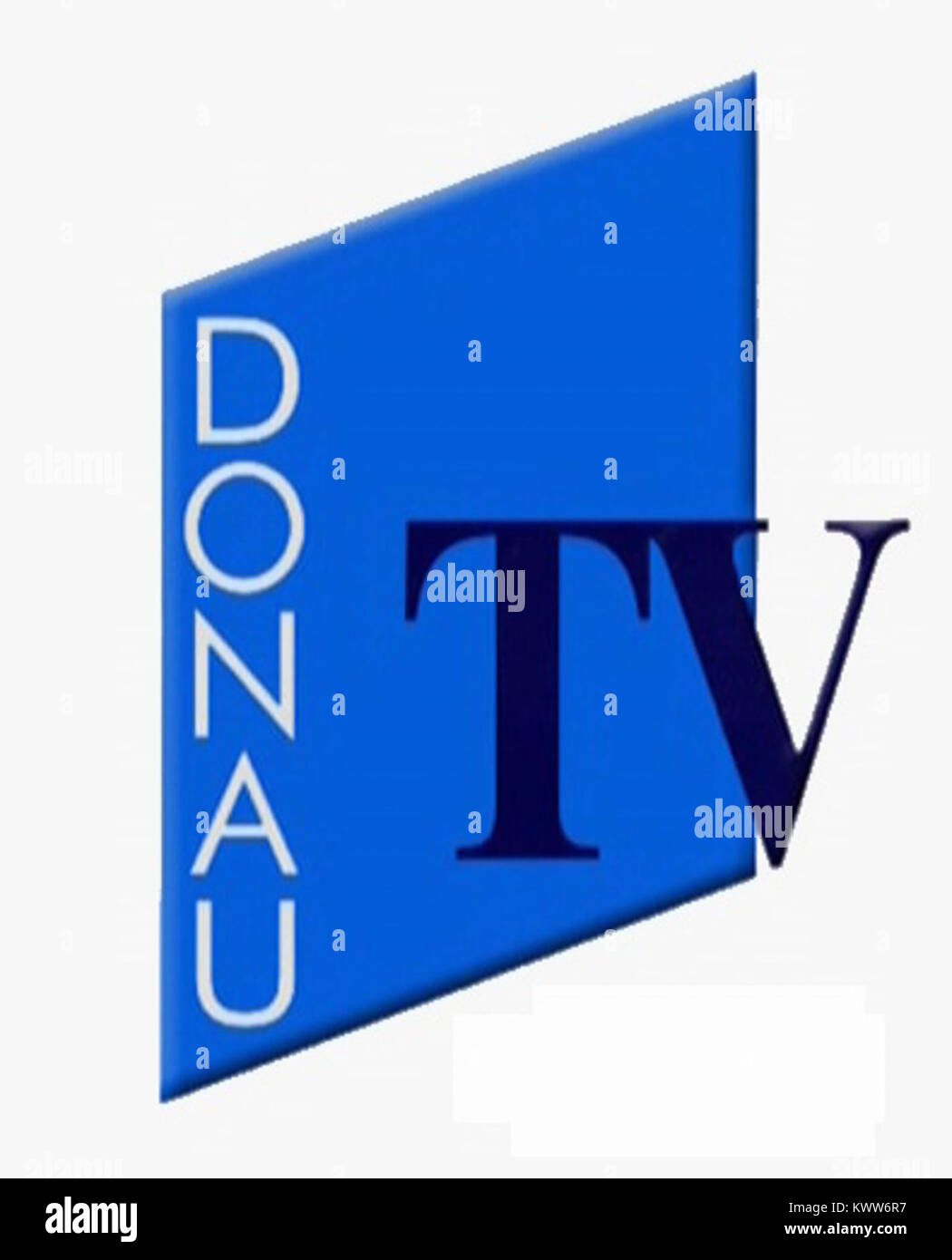 Das Donau-TV-Logo repräsentiert ein regionales Fernsehnetzwerk in Österreich, das lokale Nachrichten-, Unterhaltungs- und Kulturprogramme ausstrahlt und als wichtiges Medienunternehmen für die Region dient. Stockfoto