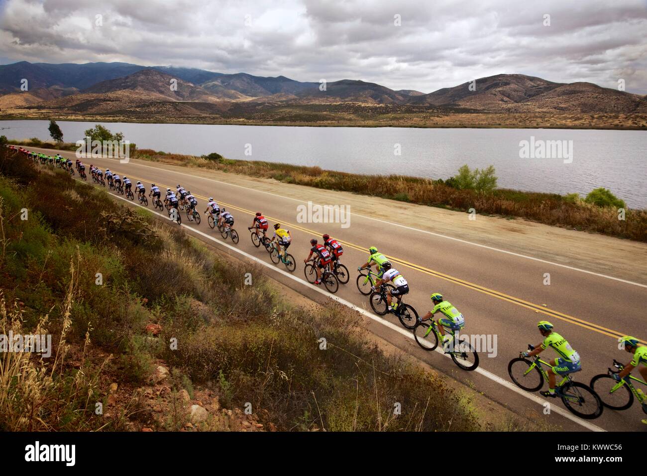 Peter Sagan und dem peloton Reiten in Phase zwei der Amgen Tour von Kalifornien in San Diego 2016 Stockfoto