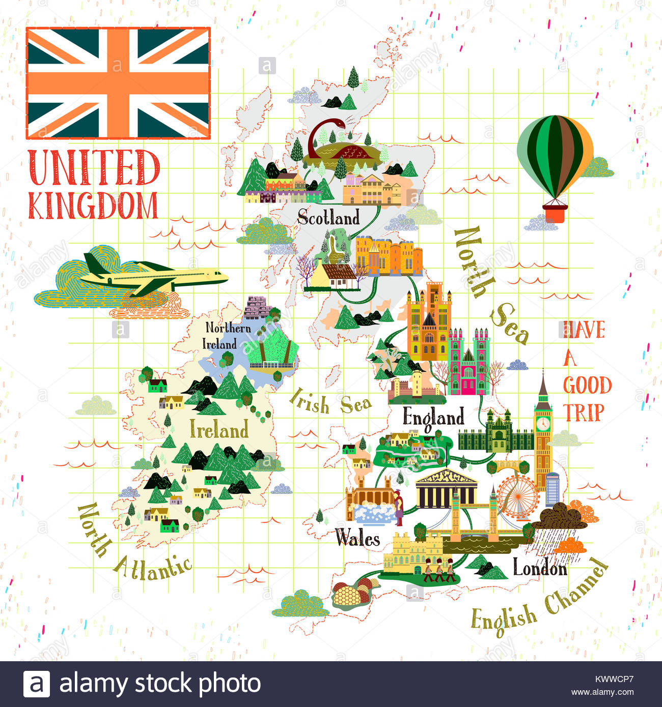 Lovely United Kingdom Attractions Map Stockfotos & Lovely ...