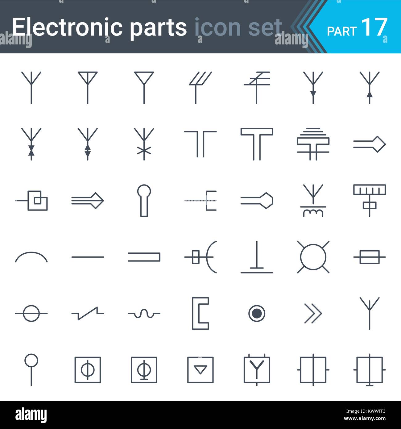 Elektrische und elektronische Schaltplan Symbole der Antennen