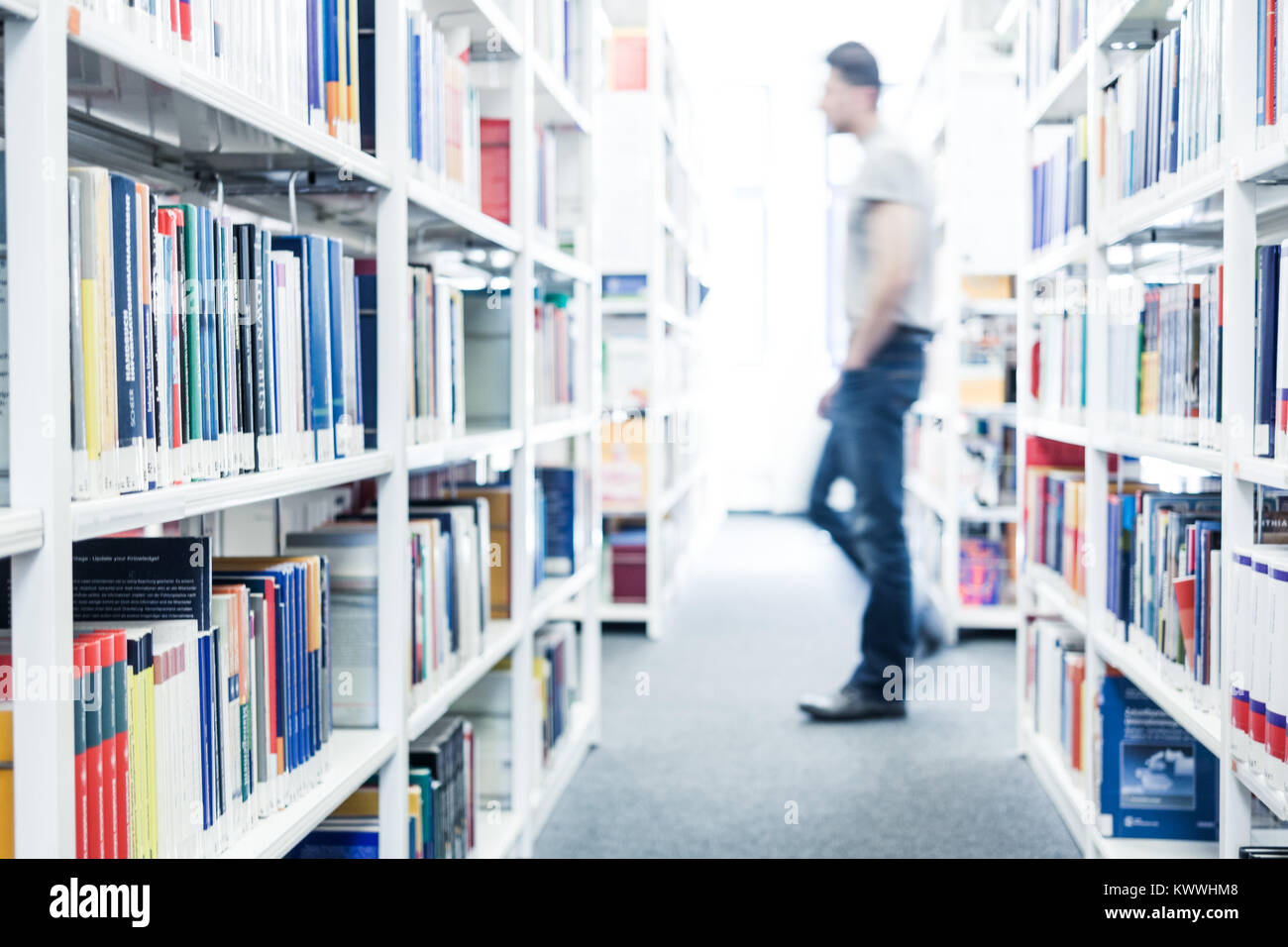 Bücher in der Universitätsbibliothek Stockfoto