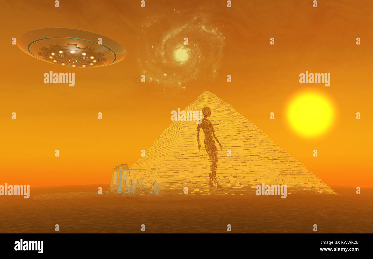 Alien Technologie wurde verwendet, um die Pyramiden zu bauen. Stockfoto