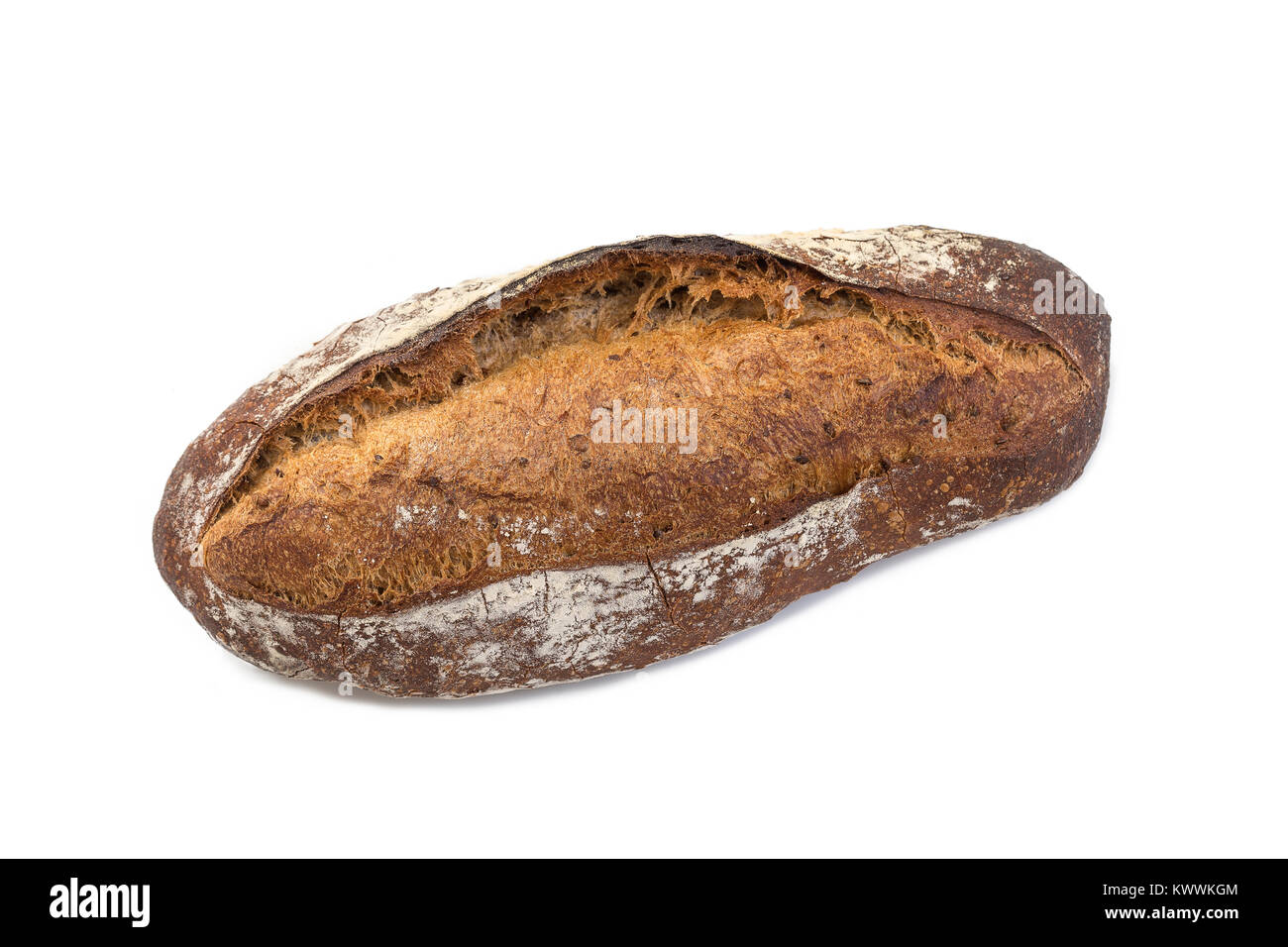 Rustikales Brot auf weißem Hintergrund Stockfoto