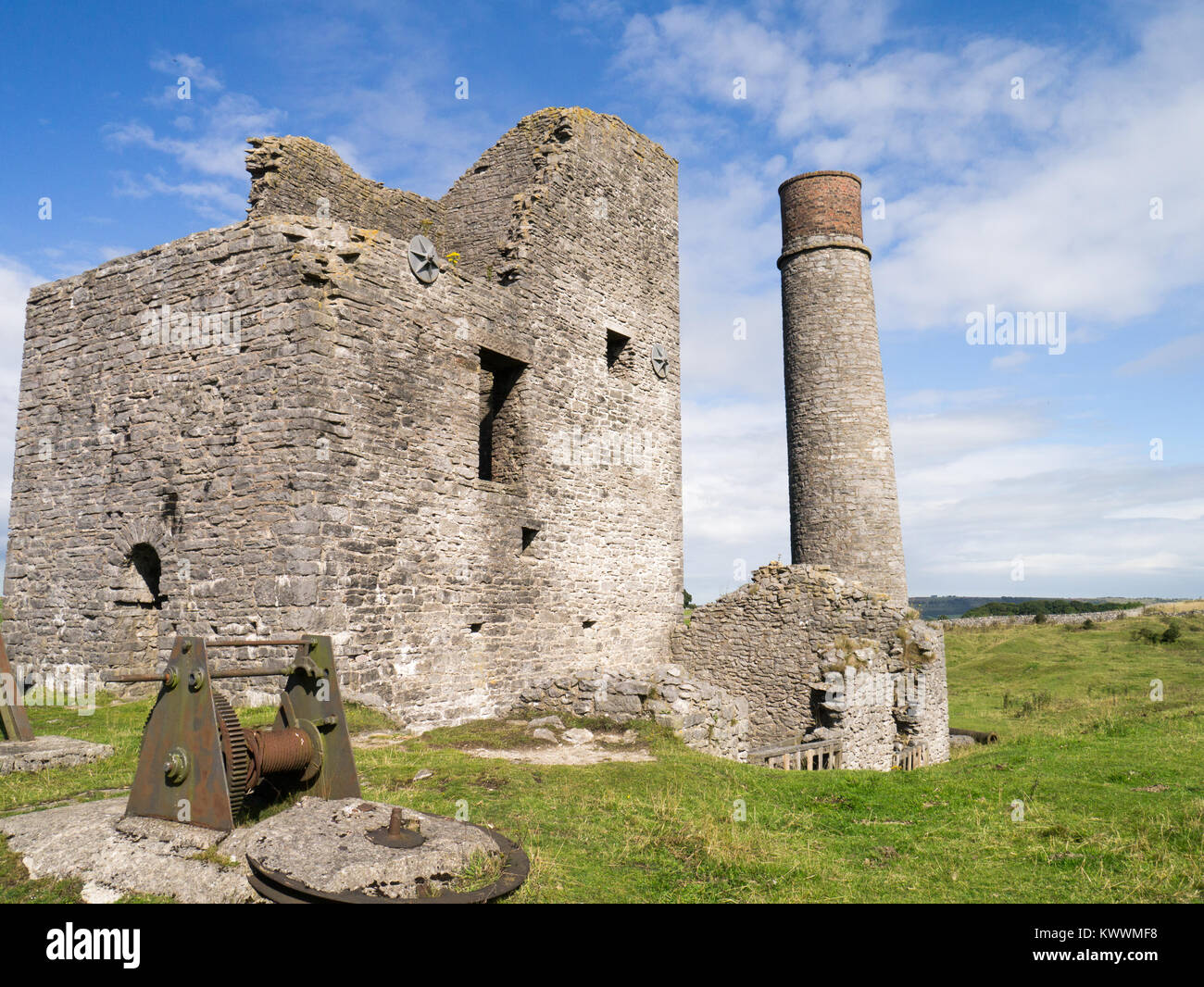 Die Überreste von Magpie Mine in der Peak District ist eine industrielle Weltkulturerbe. Es war die letzte Be Mine in Derbyshire Stockfoto