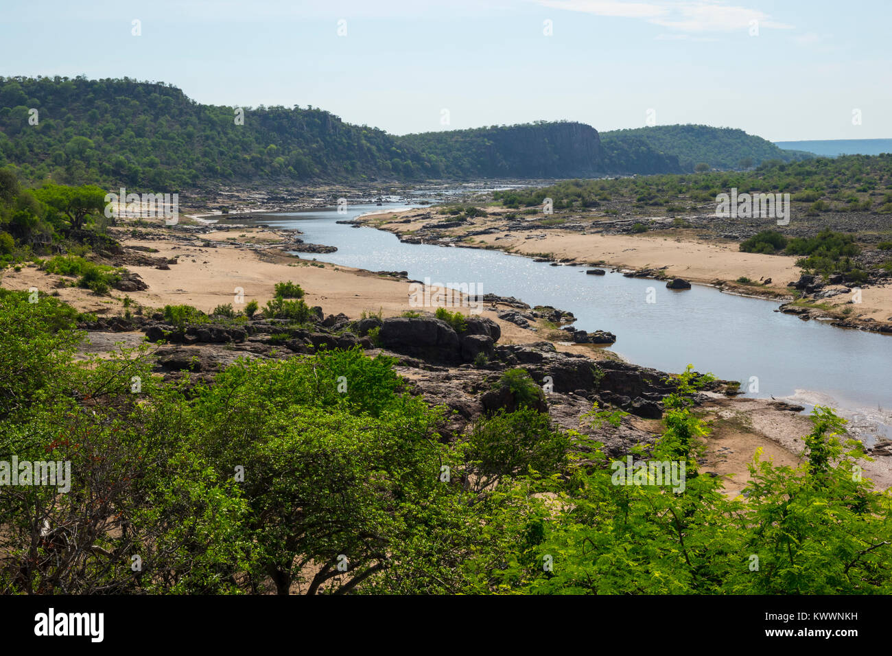 Ansicht von N'wamanzi Ausblick über Olifants River Stockfoto