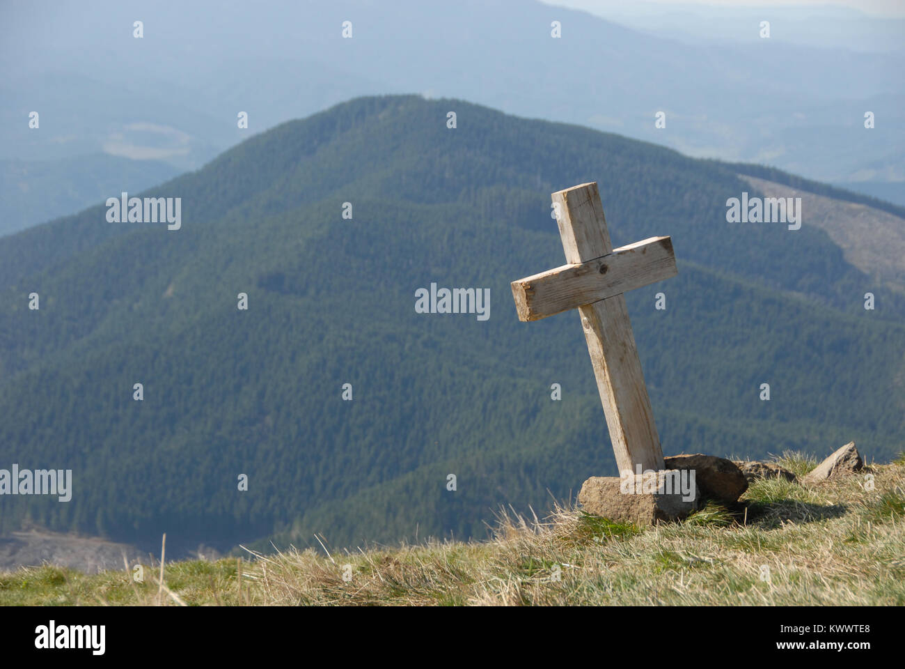 Ein Kreuz oben auf Mary's Peak, Philomath, Oregon Stockfoto