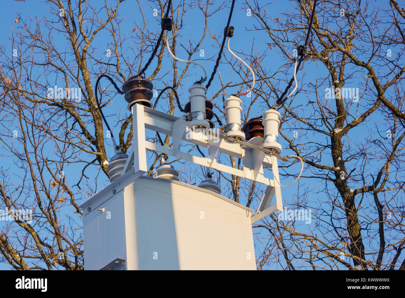 Eingabegerät eines kleinen elektrischen Unterstation Stockfoto
