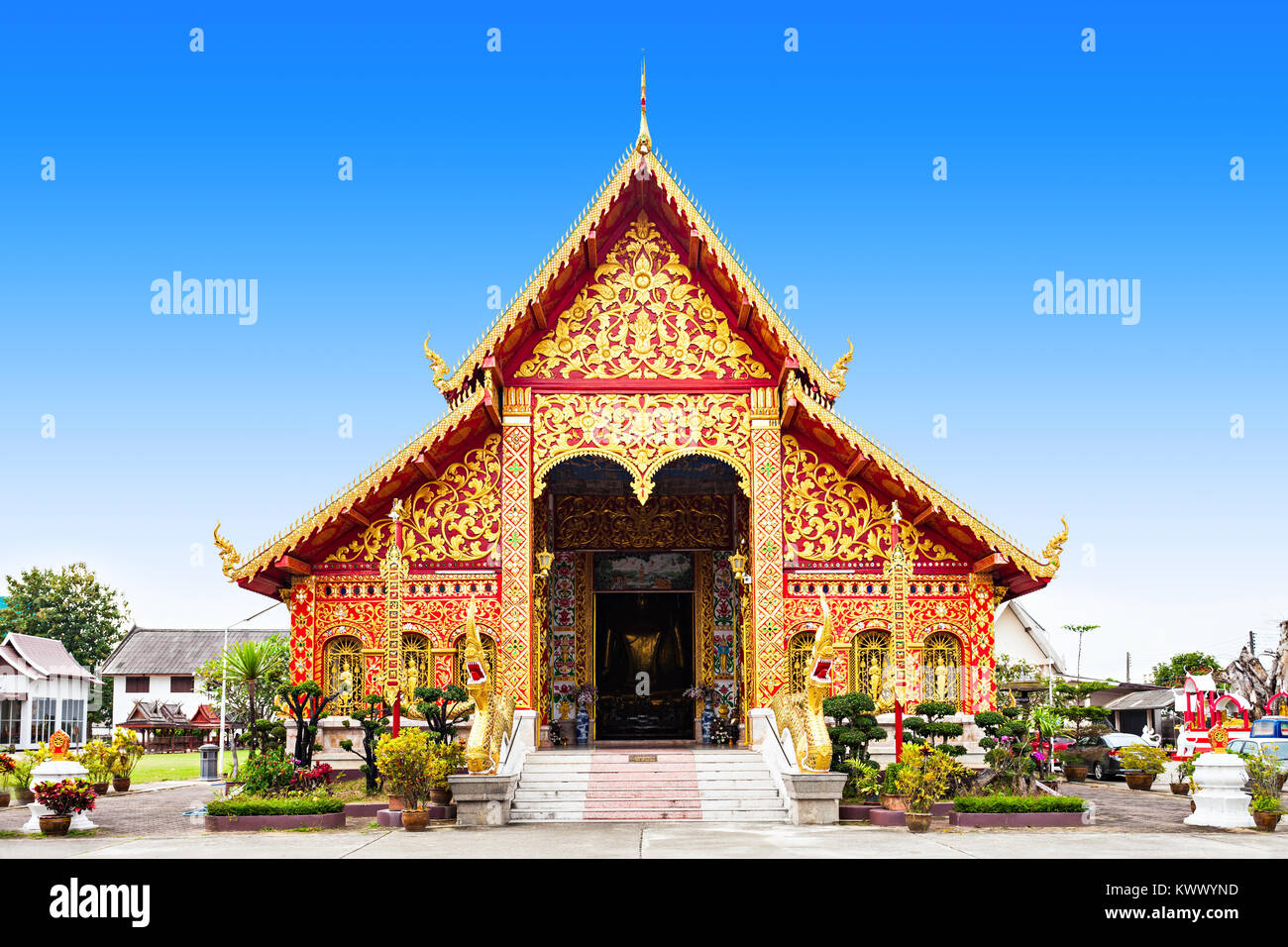 Wat Jed Yod ist ein buddhistischer Tempel in Chiang Rai, Thailand gelegen Stockfoto