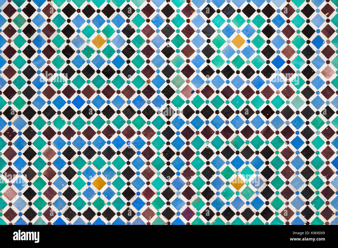 Pattern design Element der Al-Attarine Madrasa in Fes, Marokko Stockfoto