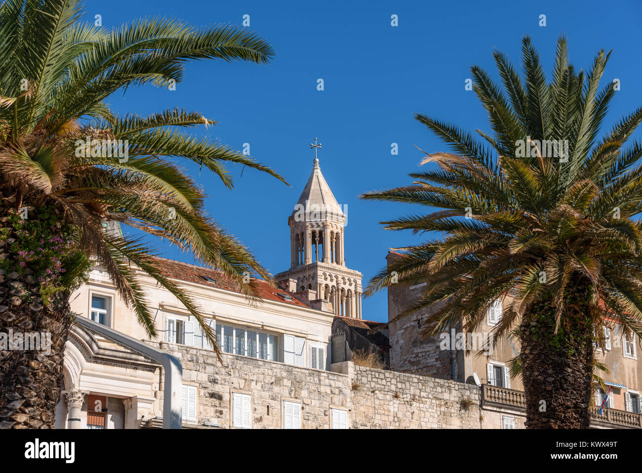 Der Glockenturm der Kathedrale St. Domnius, Split, Kroatien Stockfoto