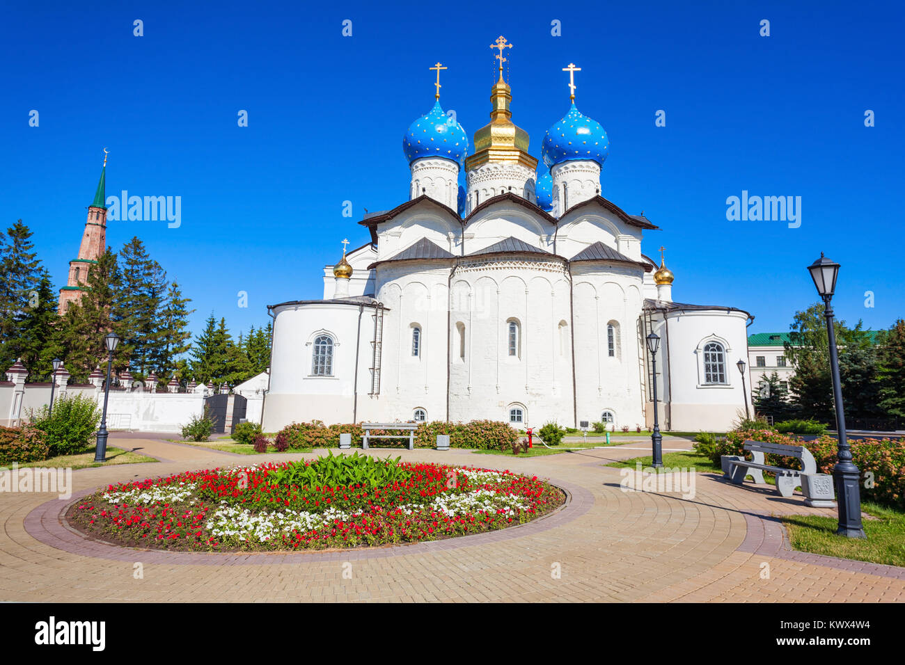 Mariä-verkündigungs-Kathedrale Kasaner Kreml ist der erste orthodoxe Kirche der Kasaner Kreml. Die Kasaner Kreml ist der Leiter der historischen Zitadelle von Tatarsta Stockfoto