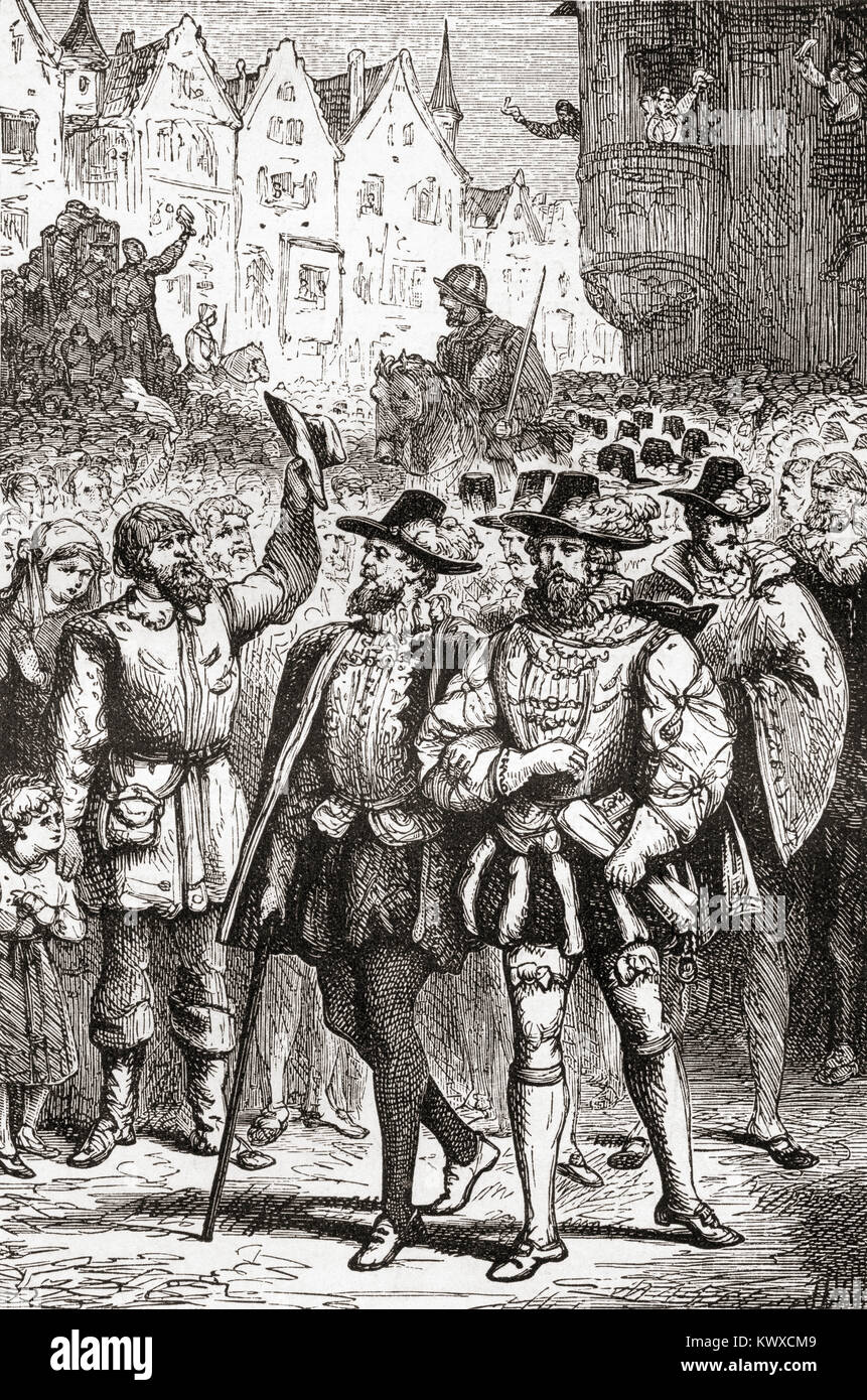 Die Prozession der klagenden Adligen. Ein Bund der Mitglieder der Lesser Adel in den Habsburgischen Niederlanden, die zusammen eine Petition an die Regentin Margarete von Parma Am 5. April 1566 vorlegen, Moderation in der Inquisition und die Abschaffung der Gesetze gegen die Häresie zu erhalten. Von Station und Lock's illustrierte Geschichte der Welt, veröffentlicht C 1882. Stockfoto