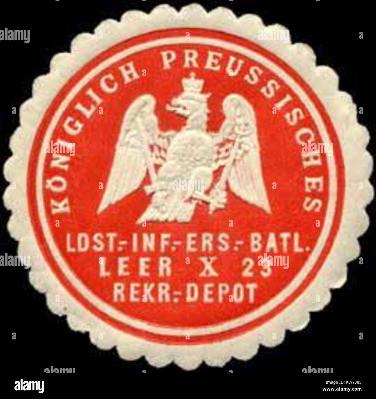 Siegelmarke Königlich Preussisches Ldst. - Infanterie - Ersatz-Bataillon 880 X 23 - Rekruten - Depot W 0238306 Stockfoto