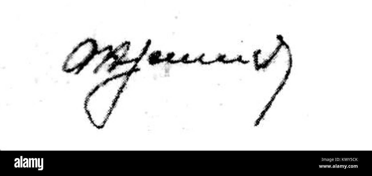 Unterschrift von Władysław Gomułka, einem polnischen kommunistischen Politiker und Führer der Vereinigten polnischen Arbeiterpartei. Die Unterschrift datiert auf den 21. Dezember 1956, während seiner politischen Führungsperiode. Stockfoto