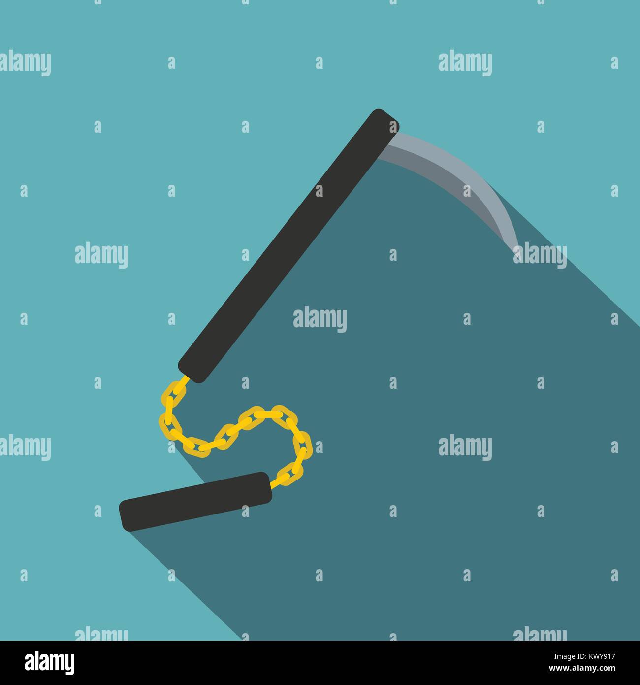 Kusarigama, japanische Waffe Symbol, flacher Stil Stock Vektor