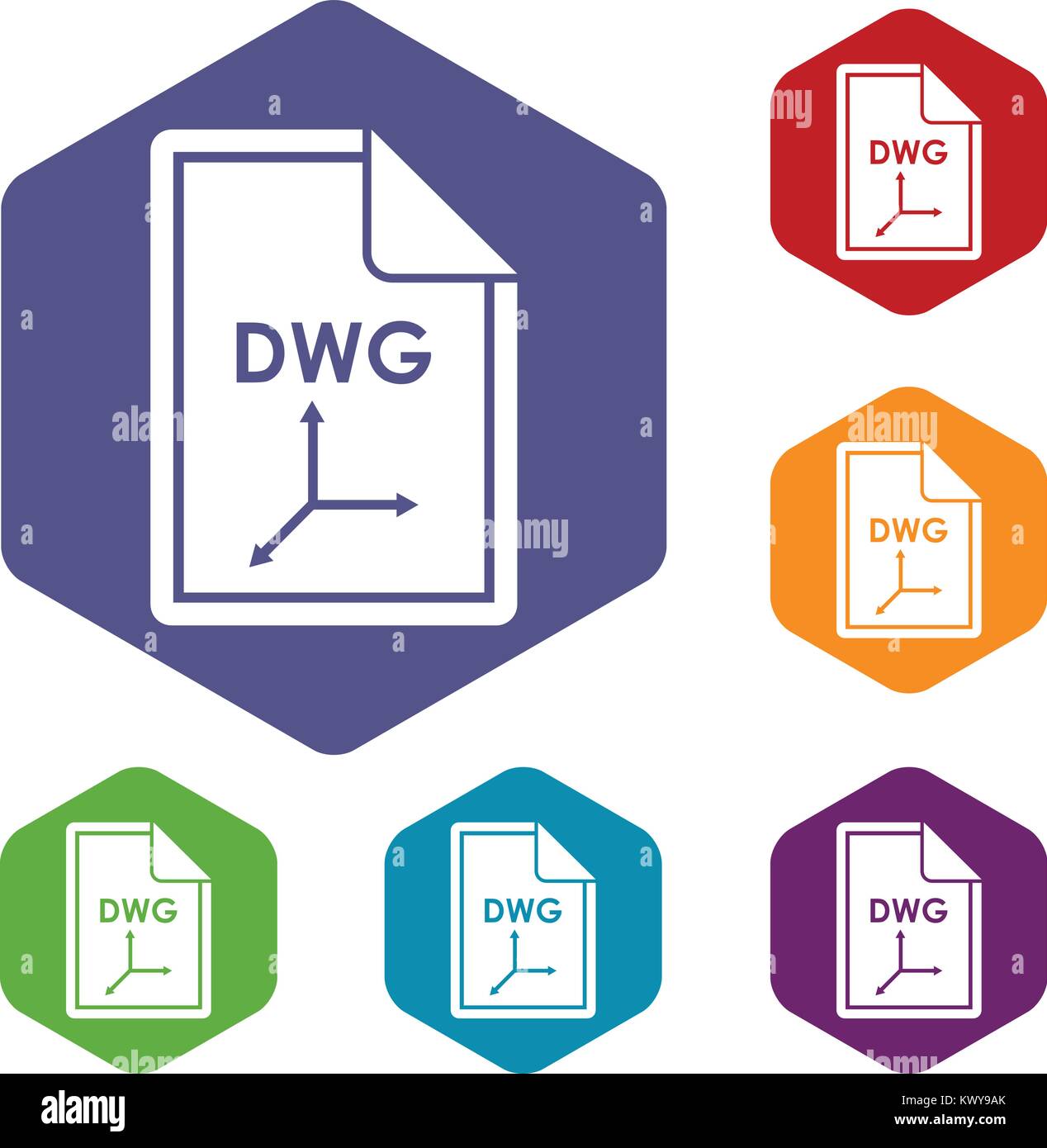 DWG Symbole Dateisatz Stock Vektor