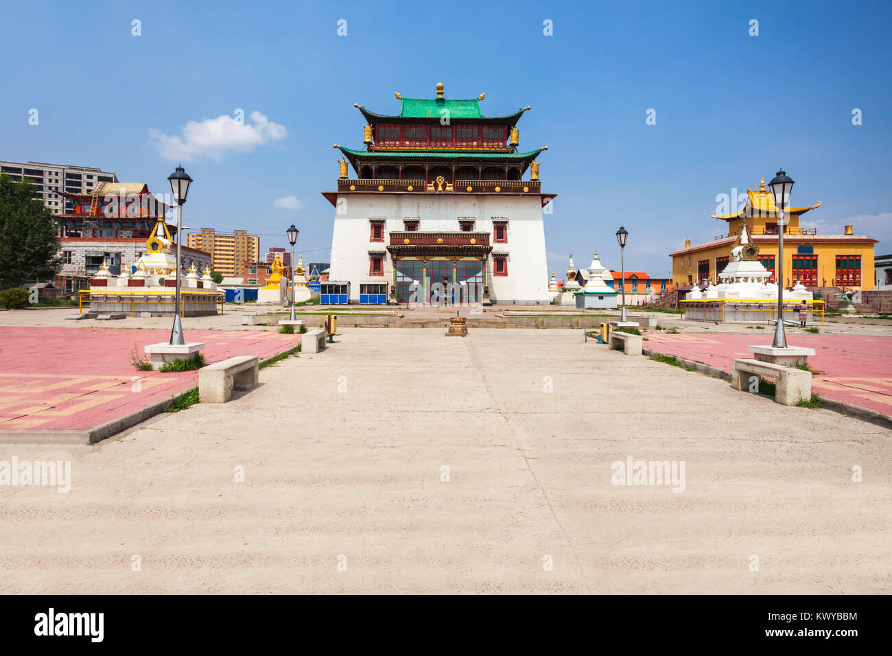 Die gandantegchinlen oder Gandan Kloster ist ein chinesischer Stil tibetisch-buddhistischen Kloster in der mongolischen Hauptstadt Ulaanbaatar Stockfoto