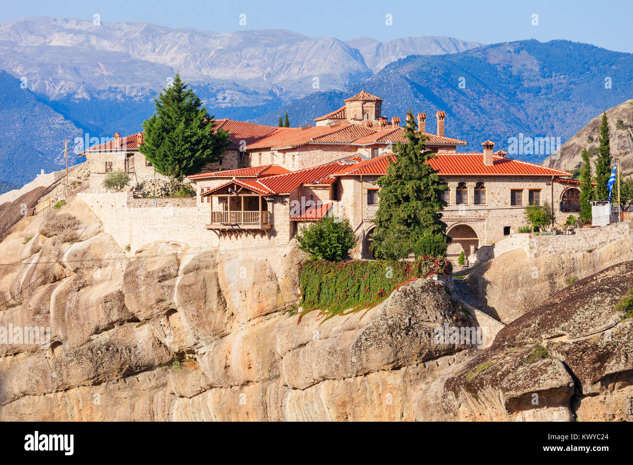 Kloster der Heiligen Dreifaltigkeit, auch bekannt als Agia Triada ist eine östliche orthodoxe Kloster von Meteora im Zentrum von Griechenland, in der Nähe der Stadt Kalamba gelegen Stockfoto