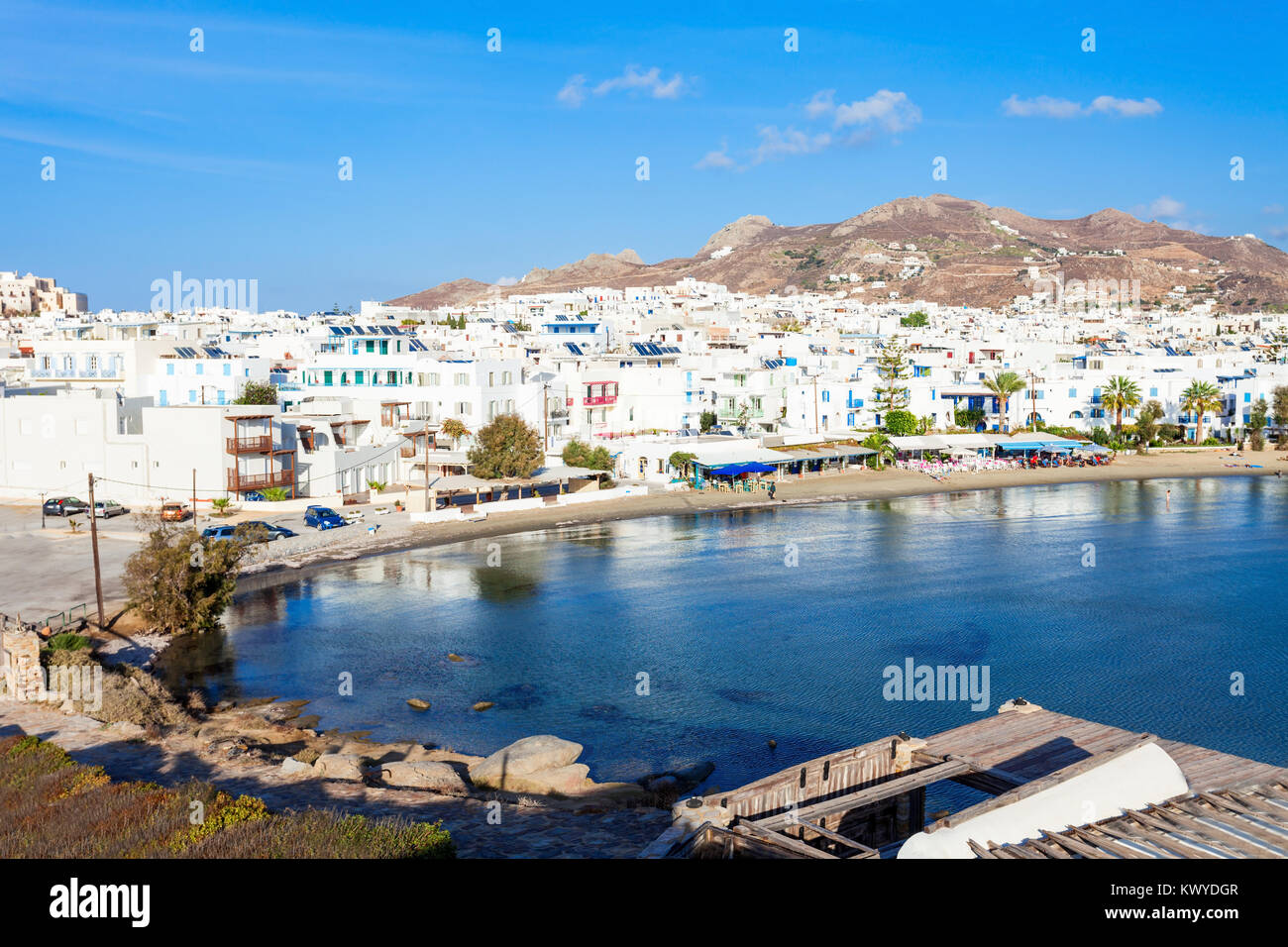Naxos Agios Georgios Strand der Stadt oder Saint George Beach, Insel Naxos in Griechenland Stockfoto
