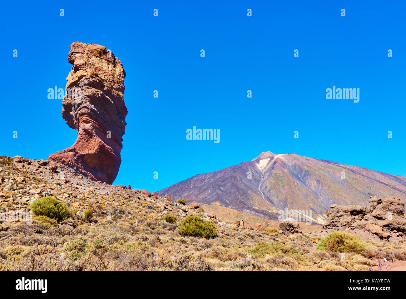 Der Teide und die Cinchado Rock in Teneriffa, Kanarische Inseln Stockfoto