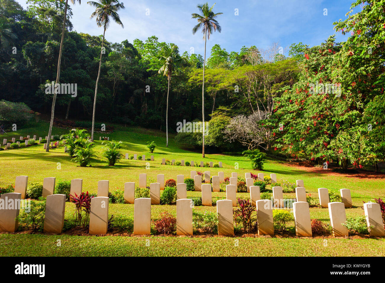 Kandy zweiten Weltkrieg Friedhof ist ein britischer Soldatenfriedhof in Kandy, Sri Lanka. Friedhof ist für die Soldaten des Britischen Empire, die dur getötet wurden. Stockfoto