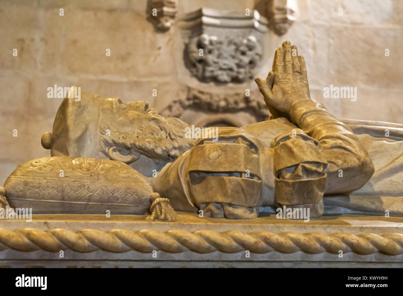 Grab der Portugiesische Entdecker Vasco da Gama in der Kirche von Santa Maria de Bélem, ein UNESCO-Welterbe, Lissabon, Portugal Stockfoto