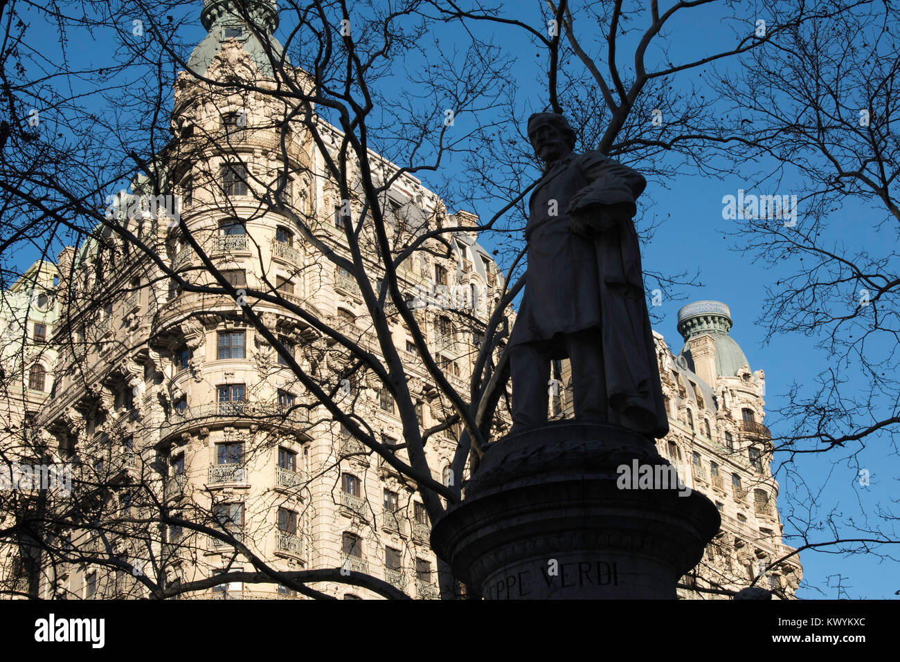 Giuseppe Verdi Monument an Verdi Square Park auf der Upper West Side von Manhattan, New York City an der 72nd St und Broadway Stockfoto