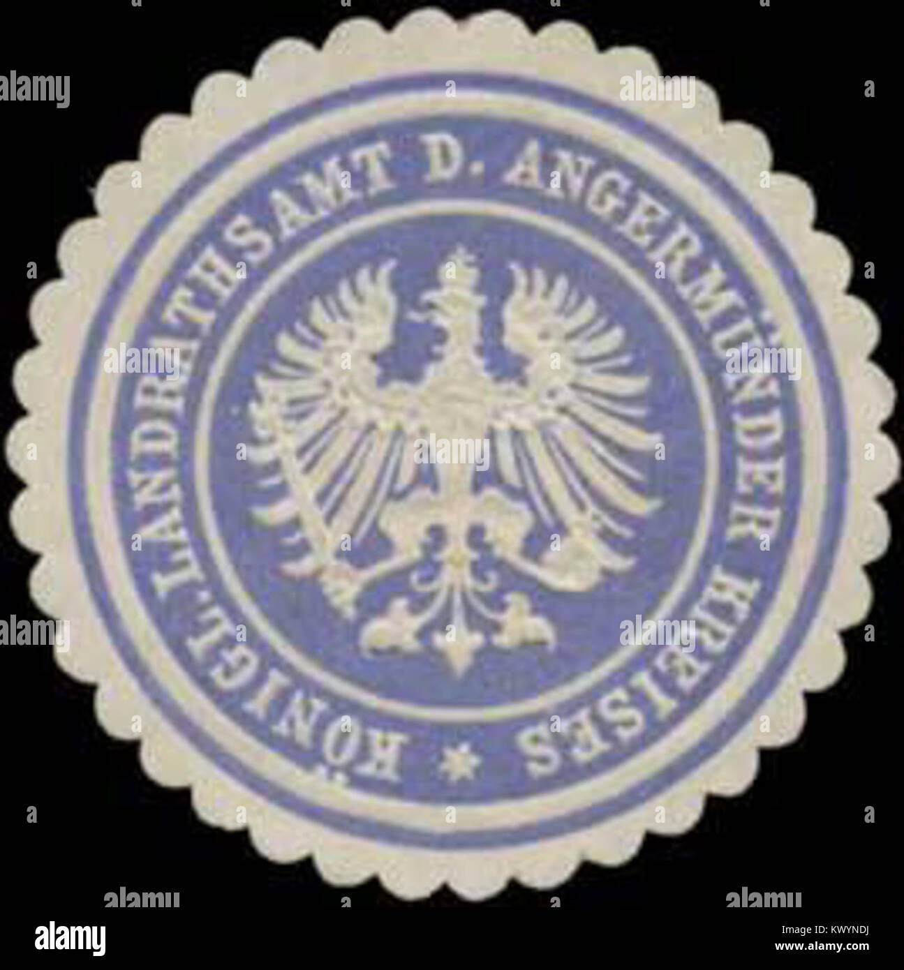 Siegelmarke K. Landrathsamt des Angermünder Kreises W 0356188 Stockfoto