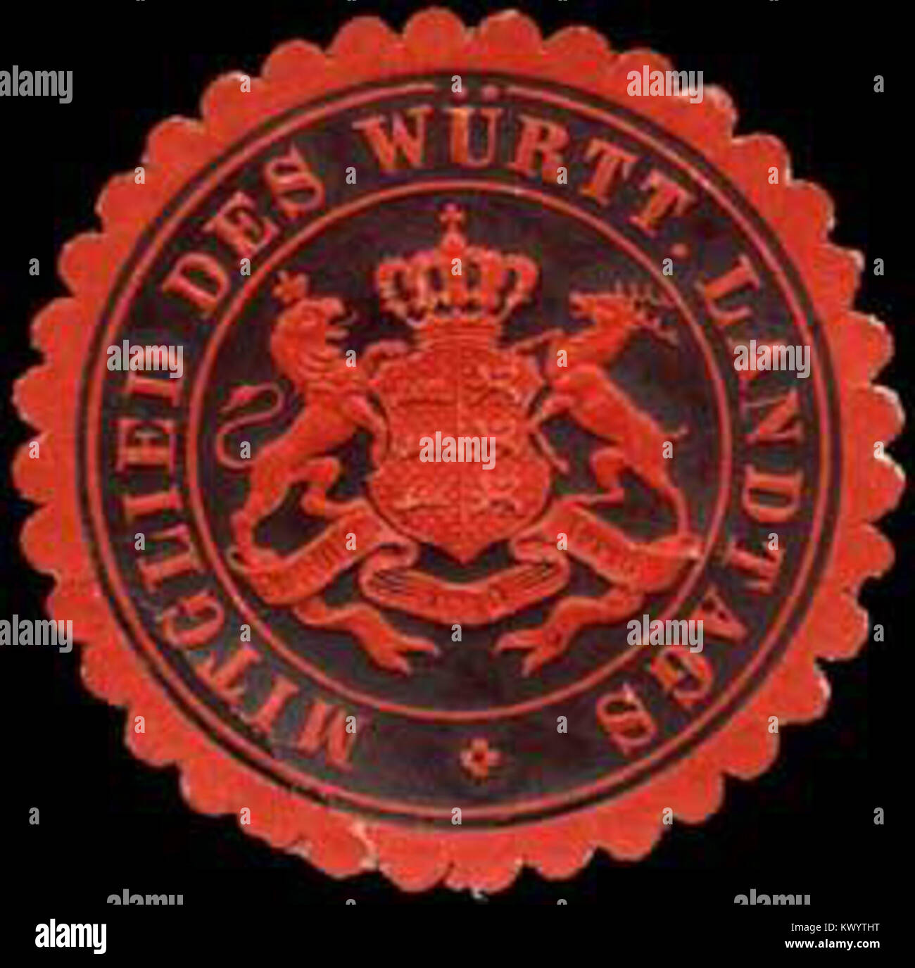 Siegel eines Abgeordneten des württembergischen Landtags, der Gesetzgeber und offizielle Funktionen innerhalb des deutschen politischen Systems vertritt. Stockfoto