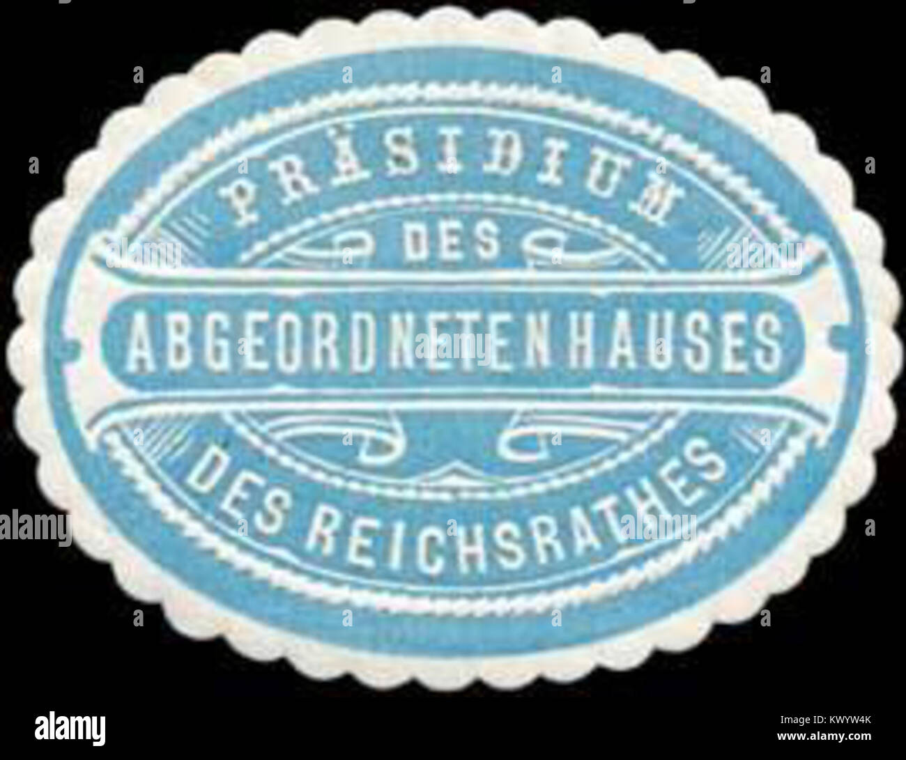 Siegelzeichen des Präsidiums des Abgeordnetenhauses des Reichstag, das Ende des 19. Jahrhunderts für amtliche Dokumentation und Verwaltungszwecke verwendet wurde. Stockfoto