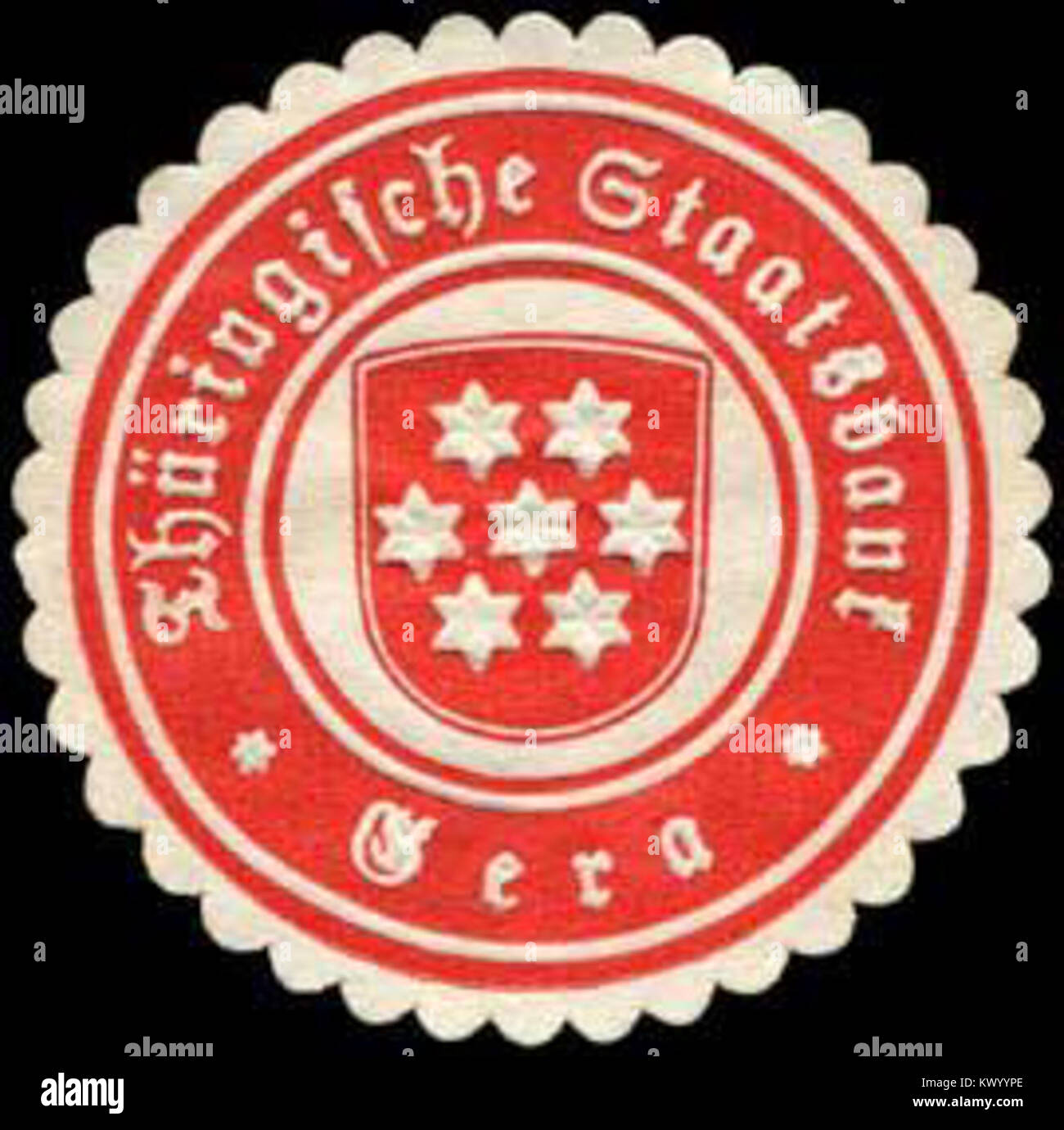 Siegelmarke Thüringische Staatsbank-Gera W 0255558 Stockfoto